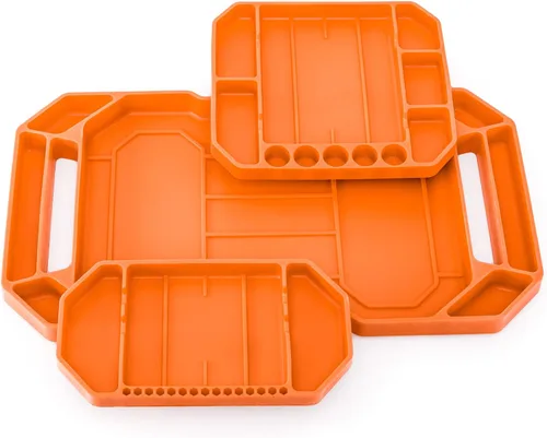 3 bandejas grandes de silicona flexible antideslizante para herramientas, tapete para herramientas mecánicas, organizador de herramientas, soporte