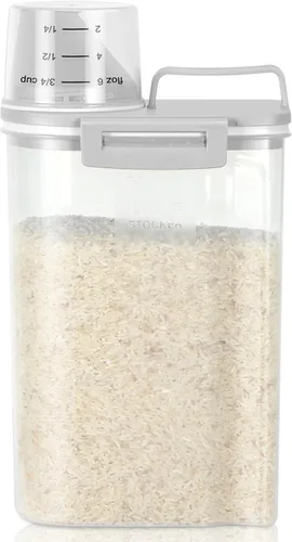 Miniatura 13 de TBMax Contenedor de arroz 1.8 kg / 4 libras Dispensador de arroz con taza de medición, contenedor de almacenamiento de alimentos para cocina
