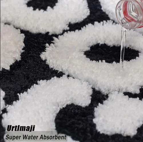 Miniatura 4 de Alfombra de baño negra con texto en inglés "You Look Good", alfombra de baño divertida, bonita, antideslizante, de microfibra, de felpa, pequeña