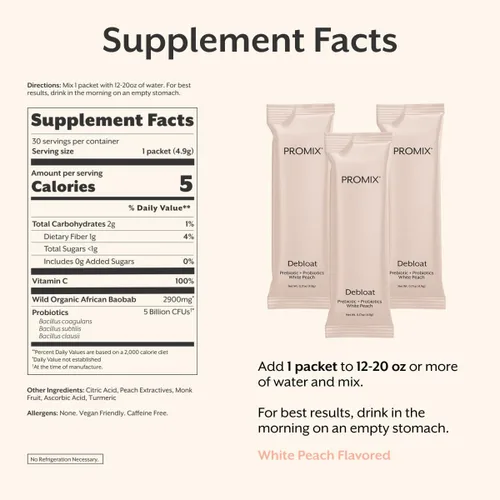 Miniatura 8 de ProMix Nutrition Debloat Prebióticos y probióticos, alivio de la hinchazón para mujeres, desintoxicación de limpieza intestinal para hombres y apoyo