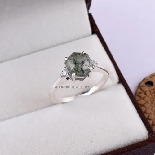 Miniatura 17 de Anillo de plata de ley 925 para mujer, anillo de diamantes de imitación de aguamarina de plata esterlina, anillo Art Deco de marzo, piedra natal