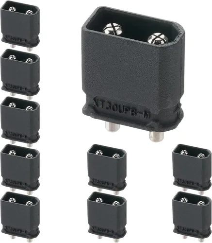 Miniatura 14 de ELFCULB 10 conectores hembra Amass XT30 (2+2), conectores de batería Drone FPV Lipo, chapados en oro para robots RC UAV (negro)