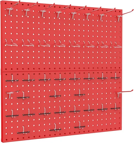 Miniatura 12 de TORACK Organizador de Pared de Tablero Perforado de Metal 24" x 24" o 12" x 48", 70 PIEZAS Tablero Perforado de Almacenamiento de Herramientas