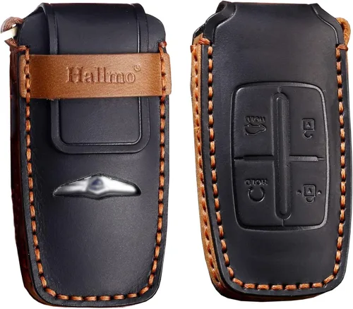 Miniatura 3 de ontto Funda de cuero para llavero de automóvil con llavero compatible con Hyundai Genesis G80 2017-2020, Negro