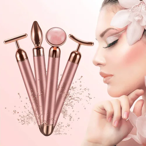Miniatura 2 de DANGSHAN Rodillo masajeador facial 4 en 1, rodillo de cara de oro de 24 quilates, masaje de nariz para masaje facial facial, herramientas