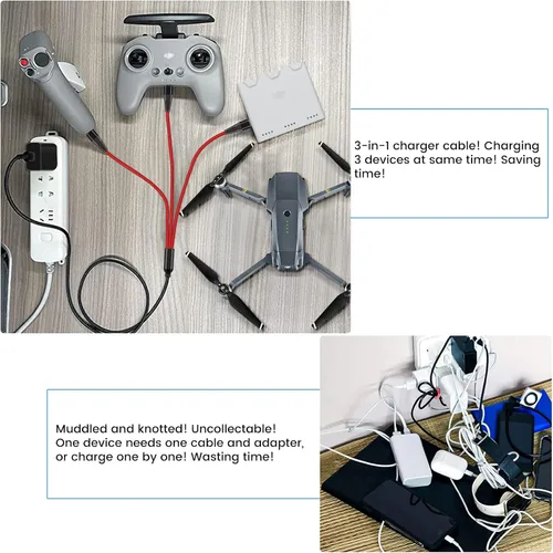 Miniatura 4 de Cargador para DJI Neo, Mini 4K, Mini 2 SE, 3 Pro, 4 Pro, Air 2S, Avata, Mavic Drones, 3 en 1 USB tipo C 3A cable de carga rápida con adaptador de 18