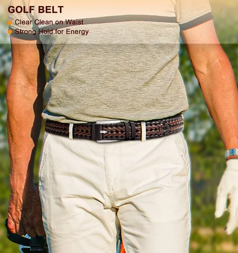 Miniatura 4 de Cinturones para hombre, cinturones trenzados de cuero Bulliant para hombre, pantalones de mezclilla casuales para golf, cualquier ajuste, caja