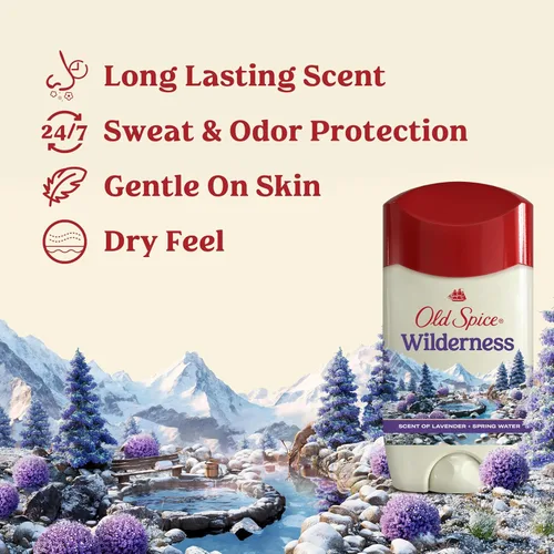 Miniatura 2 de Old Spice Desodorante antitranspirante para hombres inspirado en la naturaleza Wilderness con lavanda invisible sólido 2.6 oz