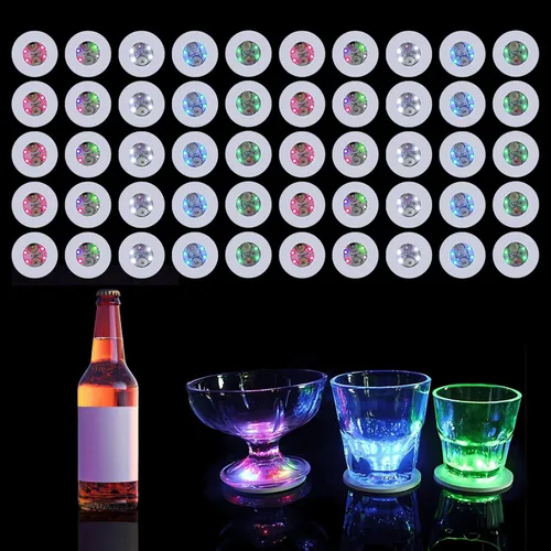 Miniatura 9 de 12 posavasos con luz LED blanca para decoración de bebidas para fiesta de bar Glowing Effect for Bar & Wedding Parties. Sticks to Bottles or