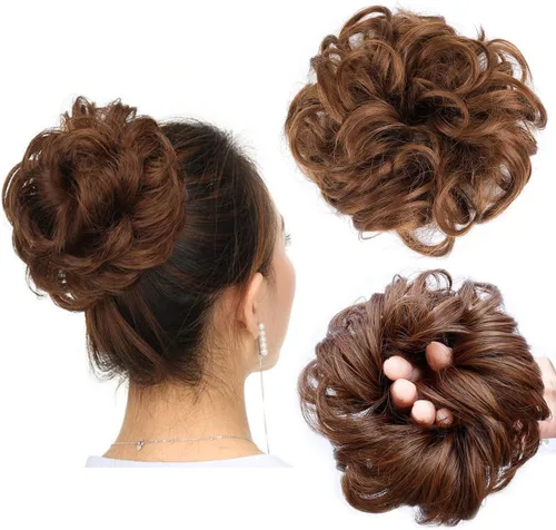 Miniatura 12 de Cabello sintético despeinado, grueso, extensiones para coleta, cabello recogido