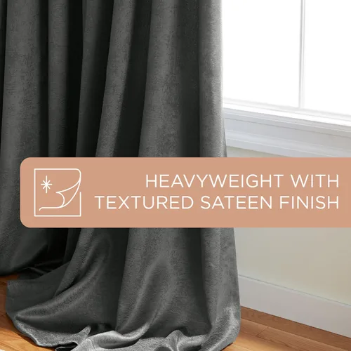 Miniatura 10 de TOWN & COUNTRY EVERYDAY - Cortinas de satén texturizado pesado sólido con lustre para interior, opacidad que oscurece la habitación, con ojales