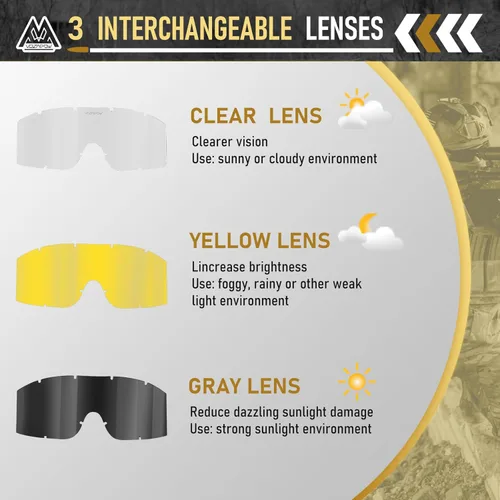 Miniatura 4 de Airsoft - Gafas de seguridad antivaho con certificación ANSI Z87.1, resistentes a los impactos, gafas de tiro tácticas Lente de una sola capa A1