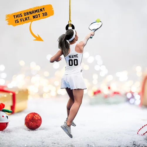 Miniatura 5 de Adorno plano acrílico personalizado para niña, jugador de tenis, regalo para amantes del tenis, jugador de tenis, adorno de Navidad para árbol de Tn1