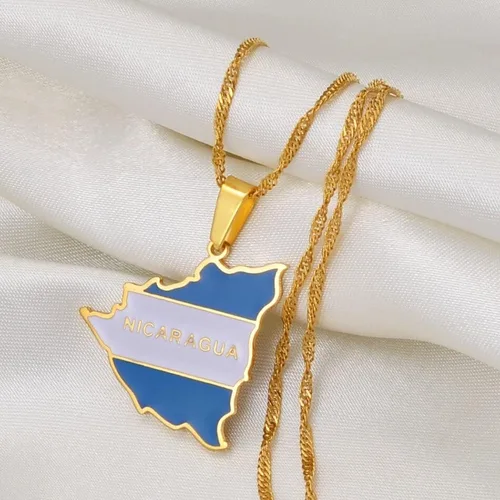 Miniatura 3 de Nicaragua - Accesorios de joyería para mujeres, hombres, niños, niñas, con colgante de bandera de mapa de Nicaragua, collares para mujeres, dijes