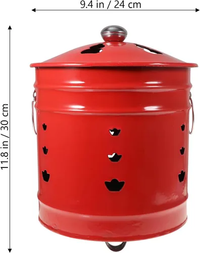 Miniatura 2 de Happyyami - Cubo de fuego esmaltado de 9.44 x 9.44 x 11.81 pulgadas, incinerador para fogata al aire libre para adoración de papel y dinero