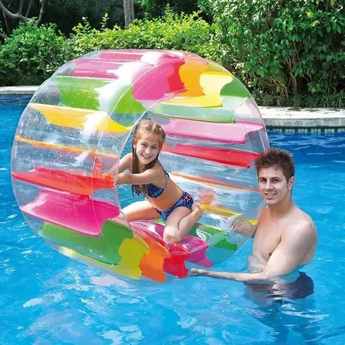 MorTime Flotador de rodillo inflable, rueda de agua colorida de 40 pulgadas, juguete de rodillo de piscina para niños y adultos al aire libre