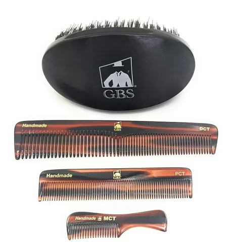 G.B.S Juego de peines hechos a mano para hombre, cepillo de pelo sintético puro, peine de vestir, peine de bolsillo, peine para bigote y cepillo de