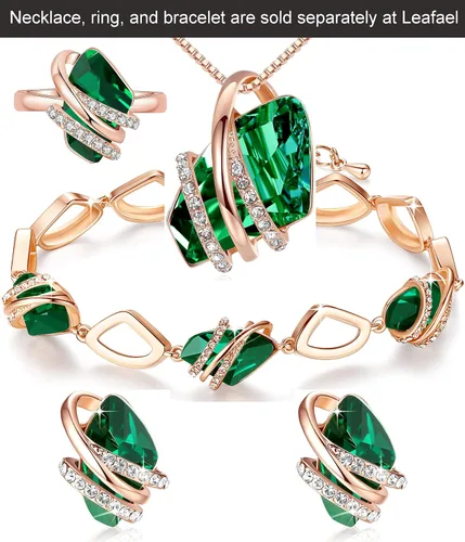 Miniatura 6 de Leafael - Aretes de piedra de piedra de forma focal con cristales de Swarovski, chapados en oro rosa de 18 quilates, tono plateado, níquel plomo