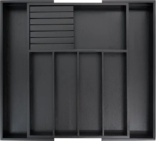 Miniatura 7 de VaeFae Organizador de cubiertos de bambú, soporte para utensilios para cajón, bandeja de cubiertos de madera con separador para cajón de cocina