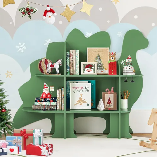 Curipeer Estantería de dinosaurio para niños, estantería de 2 niveles para niños, estantería para bebés y almacenamiento de juguetes, estantería de