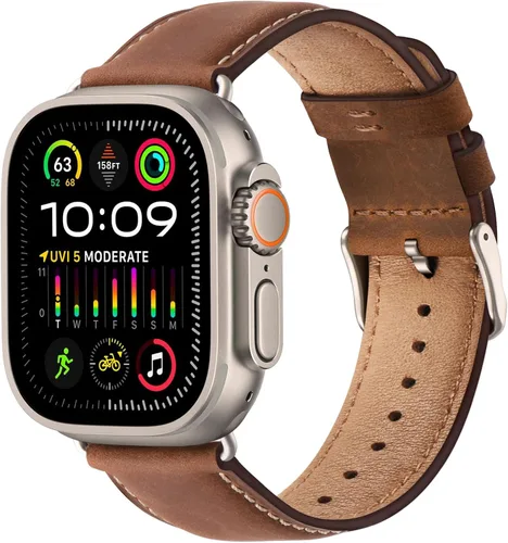 Miniatura 22 de SUNFWR Correas de cuero compatibles con Apple Watch de 1.61, 1.57, 1.5 pulgadas para hombres y mujeres, correa de repuesto de cuero genuino de grano