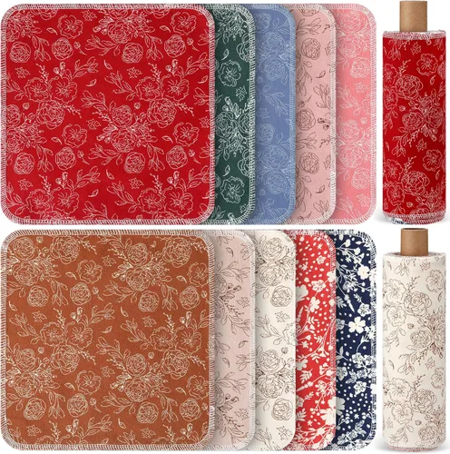 Miniatura 13 de Redbaker 50 piezas de toallas de papel reutilizables, paños de algodón reutilizables sin papel, toallas de papel absorbentes lavables para inodoro