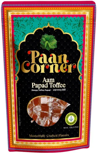 Paan Corner Aam Papad Toffee, caramelo indio con sabor a mango, vegano, 4.23 onzas