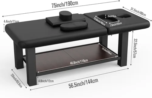 Miniatura 2 de Mesa de masaje estacionaria resistente con pecho abierto y reposacabezas para mesa de tratamiento, mesa de terapia física, cama de masaje facial