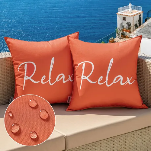 MIULEE Juego de 2 fundas de almohada impermeables para exteriores, fundas de almohada cuadradas decorativas para exteriores, para silla, patio, Rojo