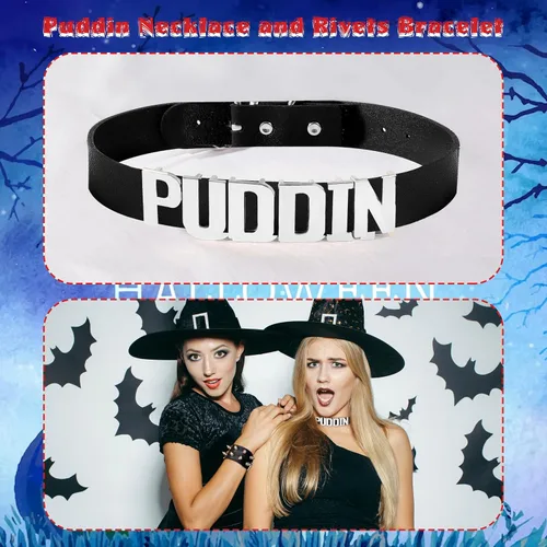 Miniatura 6 de YANCHUN Gargantilla Puddin para mujer, pulsera de cuero con pinchos, accesorios de disfraz de Halloween