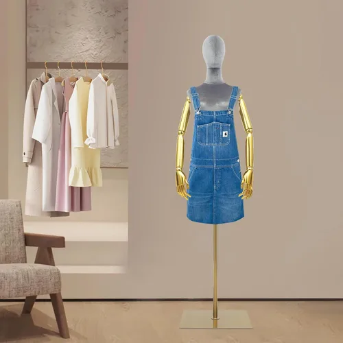Miniatura 8 de Torso de maniquí femenino con cabeza y brazos posables, forma de vestido ajustable en altura, soporte de medio maniquí, maniquí de ropa con Gris