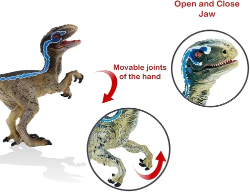 Miniatura 4 de Gemini&Genius Juguete de dinosaurio Velociraptor para niños, dinosaurio Raptor con mandíbula y manos móviles, regalo de dinosaurio realista