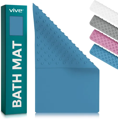 Vive Tapete de baño antideslizante con ventosas, tapete de goma extragrande de 28 x 16 pulgadas para seguridad y comodidad, agarre patentado que