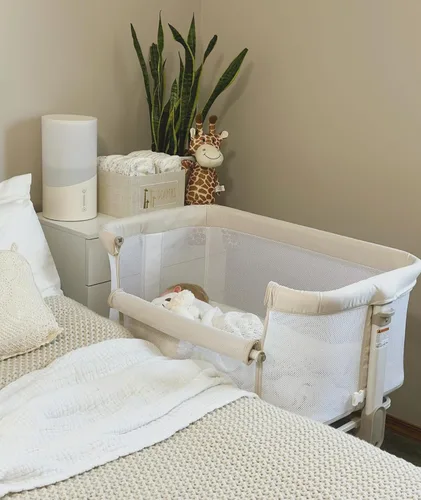 Miniatura 6 de Fodoss Cuna para Bebé al Lado de la Cama - Cuna con Malla Completa al Lado de la Cama con Ruedas, Cuna para Bebé Ajustable en 7 Alturas