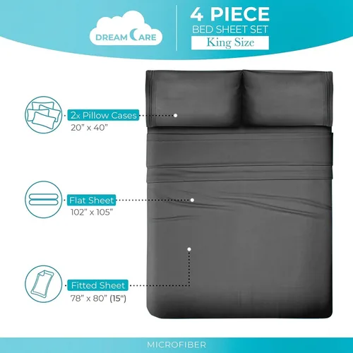 Miniatura 401 de DREAMCARE Juego de sábanas Queen – 6 piezas Sábanas de enfriamiento – hasta 15” Sábanas profundas tamaño Queen – Colección 2500 Supreme – Extra 03