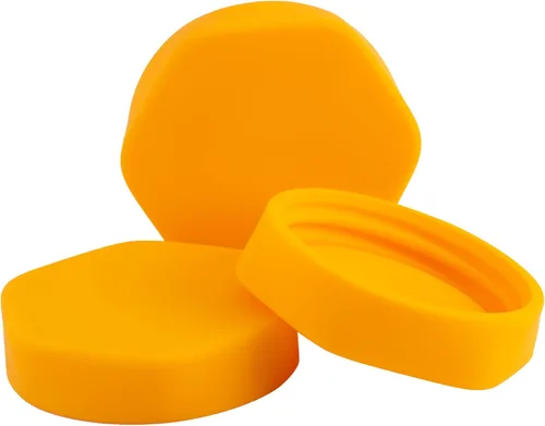 HOUSERRY DELUXE Tapa de tarro Mason de 100% silicona de fácil agarre fácil de abrir - 3 piezas (boca regular, naranja)