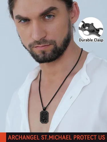 Miniatura 8 de FaithHeart Collar de San Miguel, acero inoxidable, chapado en oro de 18 quilates, amuleto colgante de San Miguel Arcángel para hombres y mujeres