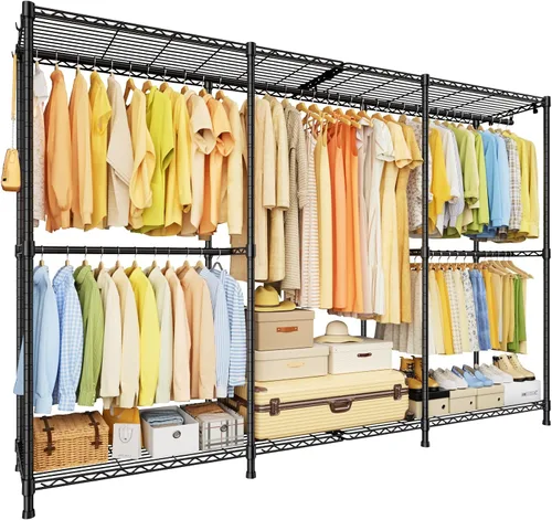 ULIFHOME E14 Max - Perchero de ropa resistente, percheros independientes para colgar ropa, organizadores de armario ajustables y almacenamiento,