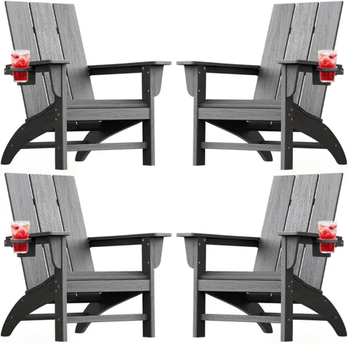 Miniatura 34 de Silla Adirondack moderna, sillas de patio de plástico HDPE para todo tipo de clima, silla para hoguera, sillas de césped al aire libre para terraza