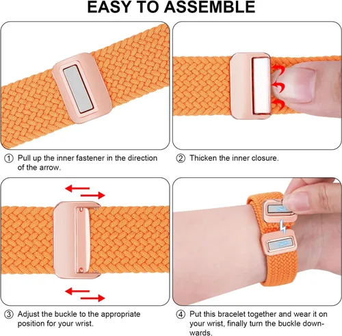 Miniatura 6 de Compatible con Galaxy Watch de 1.81 pulgadas/Galaxy Watch 3 de 1.77 pulgadas/Gear S3 Frontier Classic Band Nylon trenzado elástico elástico Solo