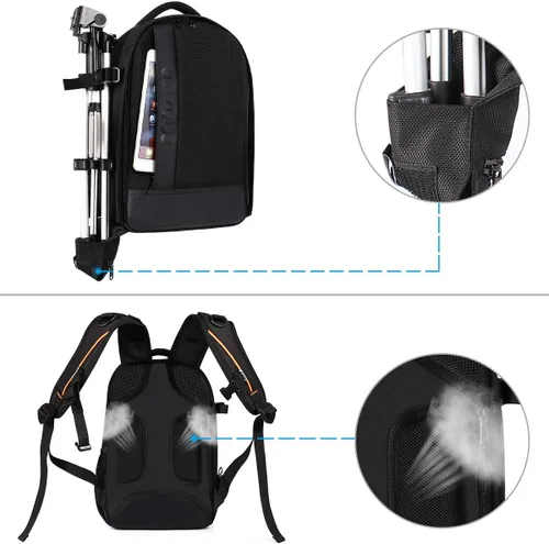 Miniatura 4 de MOSISO Mochila para cámara, mochila para fotografía DSLR/SLR/sin espejo con amortiguación acolchada, bolsa para cámara a prueba de golpes con Negro