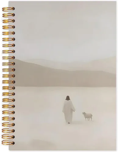 Likjad Cuaderno de espiral cristiano de Jesús y cordero de 5.5 x 8.3, diarios de oración bíblica para escribir, regalos de Jesús cristiano para