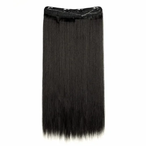 Miniatura 4 de Extensiones de cabello humano real con alambre invisible, alambre transparente, tamaño ajustable, 4 clips de seguridad, 18 pulgadas, negro, largo