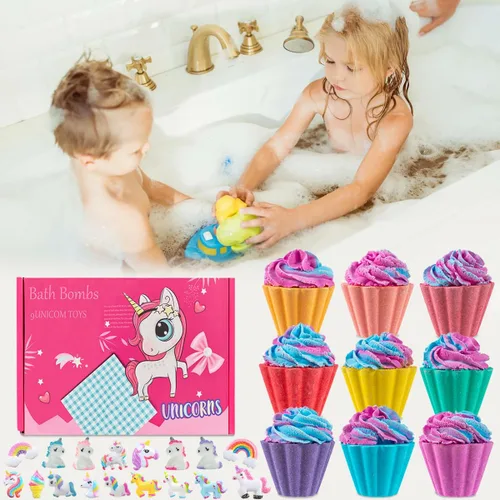 Miniatura 6 de Bombas de baño para niños con unicornio sorpresa en el interior, set de regalo de 20 bombas de baño para niños, bombas efervescentes de baño