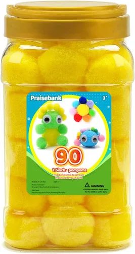 Miniatura 50 de Praisebank 300 pompones de 1 pulgada para artes y manualidades, manualidades en tarro