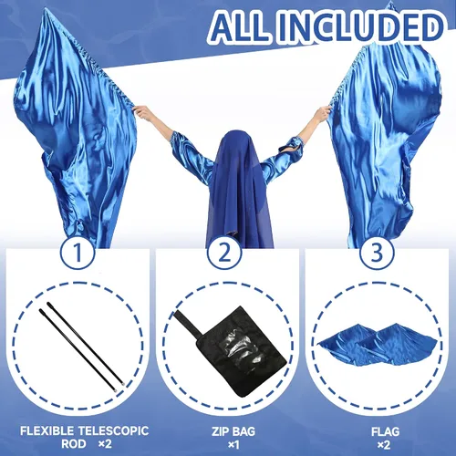 Miniatura 2 de Set de Banderas de Adoración MUNAFIE (2 Banderas + 2 Varillas Telescópicas + 1 Bolsa de Almacenamiento), banderas de adoración para danza en la Azul