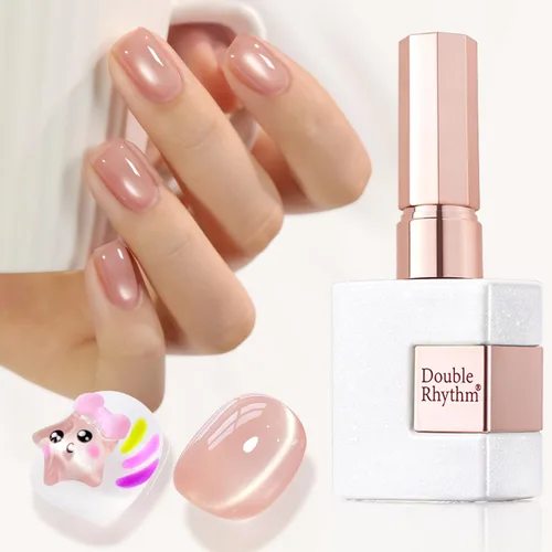 Miniatura 47 de Double Rhythm Esmalte de gel Jelly Glass de ojo de gato con imán, 0.5 onzas líquidas, brillo holográfico, brillante, translúcido