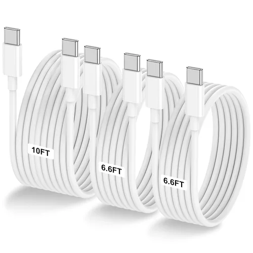 Miniatura 34 de Paquete de 2 cables USB C a USB C de 10 pies y 60 W, cable tipo C a tipo C, cable de carga rápida para iPhone Air 17 16e 16 15 Pro Plus Pro Max