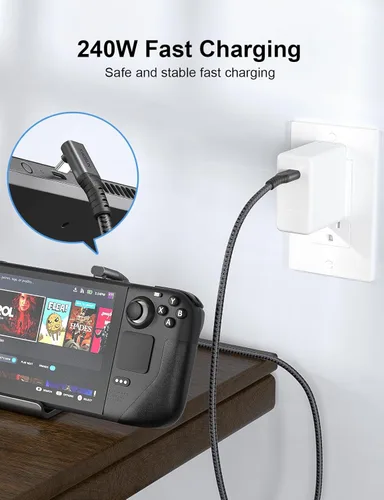 Miniatura 3 de XAOSUN Cable USB 4 de 240 W para cable Thunderbolt 4, cable de datos USB C de 1 pie de transferencia de 40 Gbps, pantalla 8K 4K, compatible con ROG
