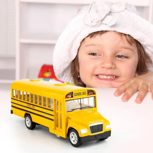 Miniatura 7 de BDTCTK Autos de juguete de autobús escolar amarillo fundido a presión para niños, automóvil de 5 pulgadas con puertas de apertura y neumáticos